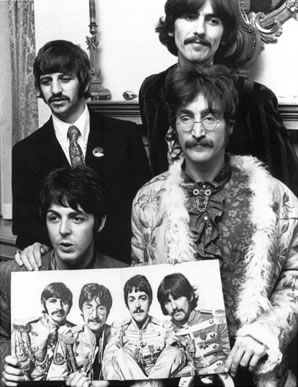 Press launch for `Sgt Pepper's Lonely Hearts Club Band' in the drawing room at 24 Chapel Street