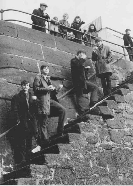 The Beatles by the banks of the River Mersey
