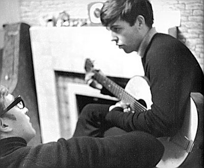 Paul and John composing at Paul's family  home