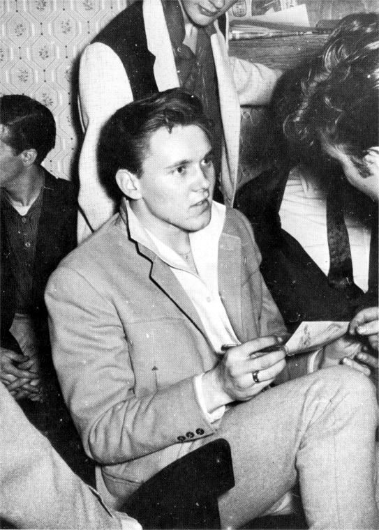 John gets an autograph from Billy Fury during the Silver Beatles audition for Larry Parnes