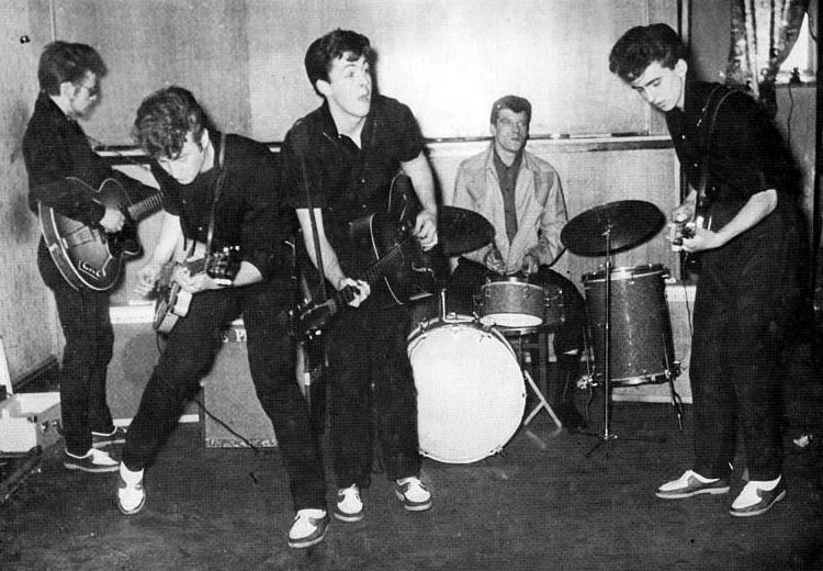 The Silver Beatles at the Larry Parnes audition with Johnny Hutchinson at drums (who replaces the la